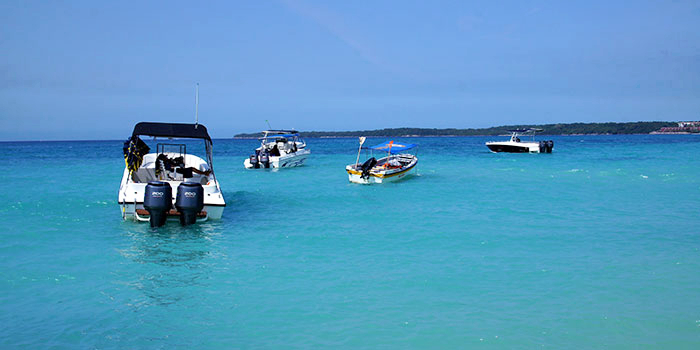 Boats off Playa Blanca