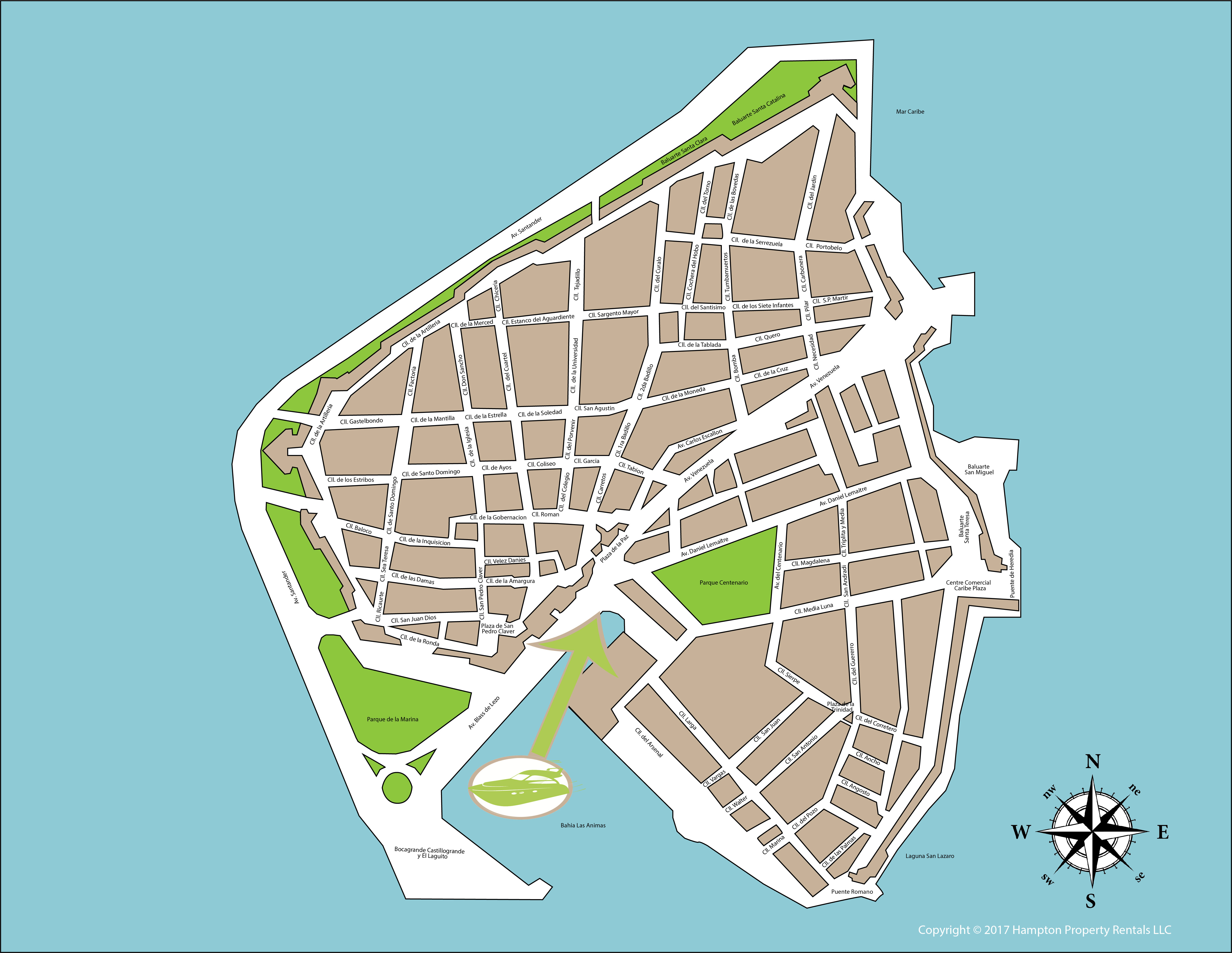 Map Of Cartagena Old City Cartagena Colombia Map of the Old City • Cartagena Colombia Rentals