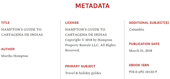 HAMPTON'S GUIDE TO CARTAGENA DE INDIAS Martha Hampton - Metadata