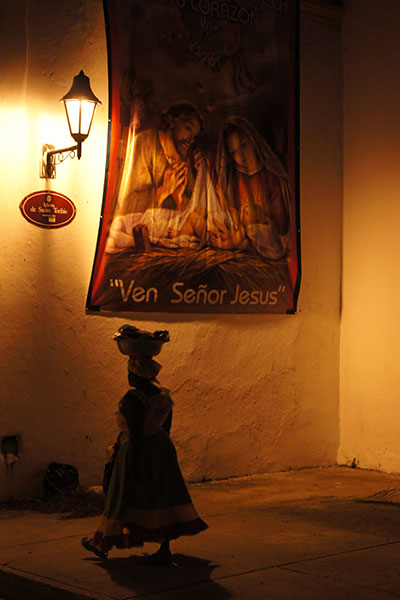 Palenquera Fruit Seller at Night